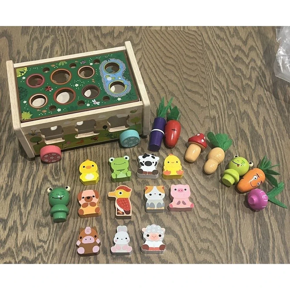 Toddler Montessori Wooden Farm Animal Shape Sorter Hand Eye Coordination
